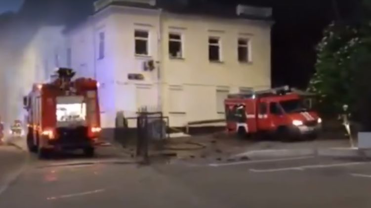 В Киеве горело Главное следственное управление Национальной полиции. Скриншот с видео