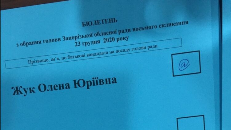Депутаты облсовета Запорожья использовали специальные знаки на выборах главы. Фото: ОПЗЖ в Facebook