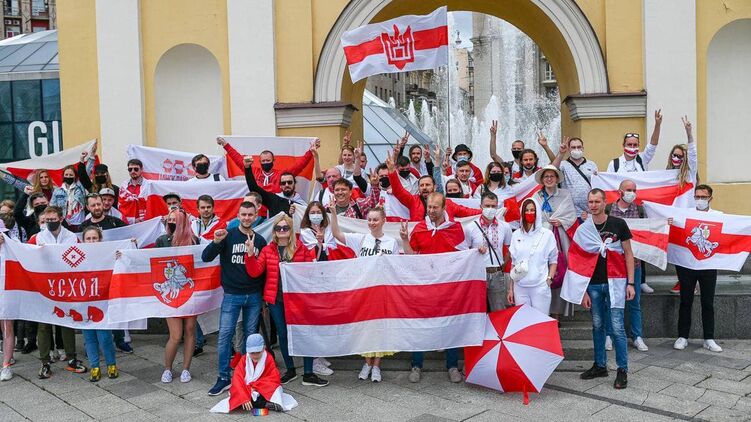 Акция в поддержку Беларуси в Киеве. Фото: t.me/tutby_official