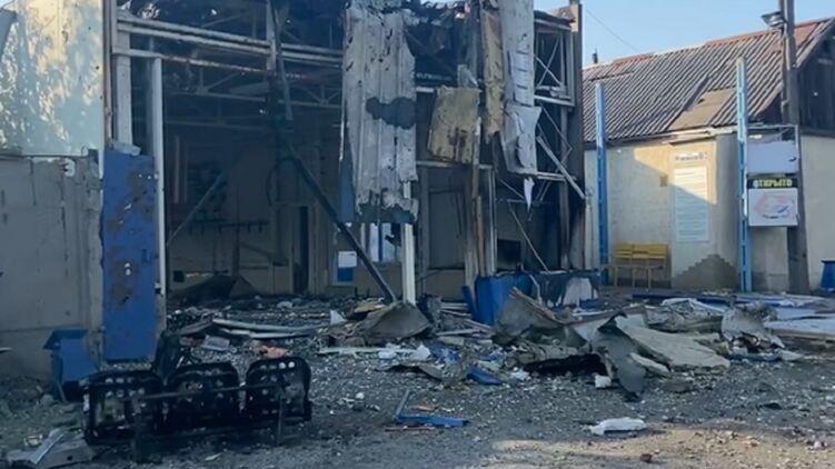 Последствия удара по Горловке. Скриншот из видео