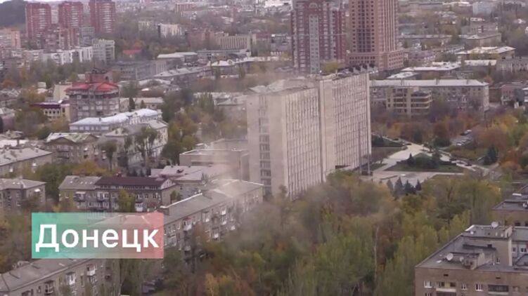Последствия обстрела Донецка. Скриншот видео